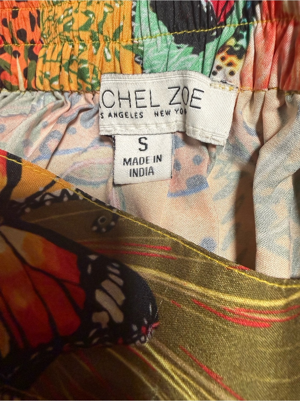Rachel Zoe Tropical Animal Print Tiered Midi Skirt Mustard Yellow Size Small - Picture 5 of 6